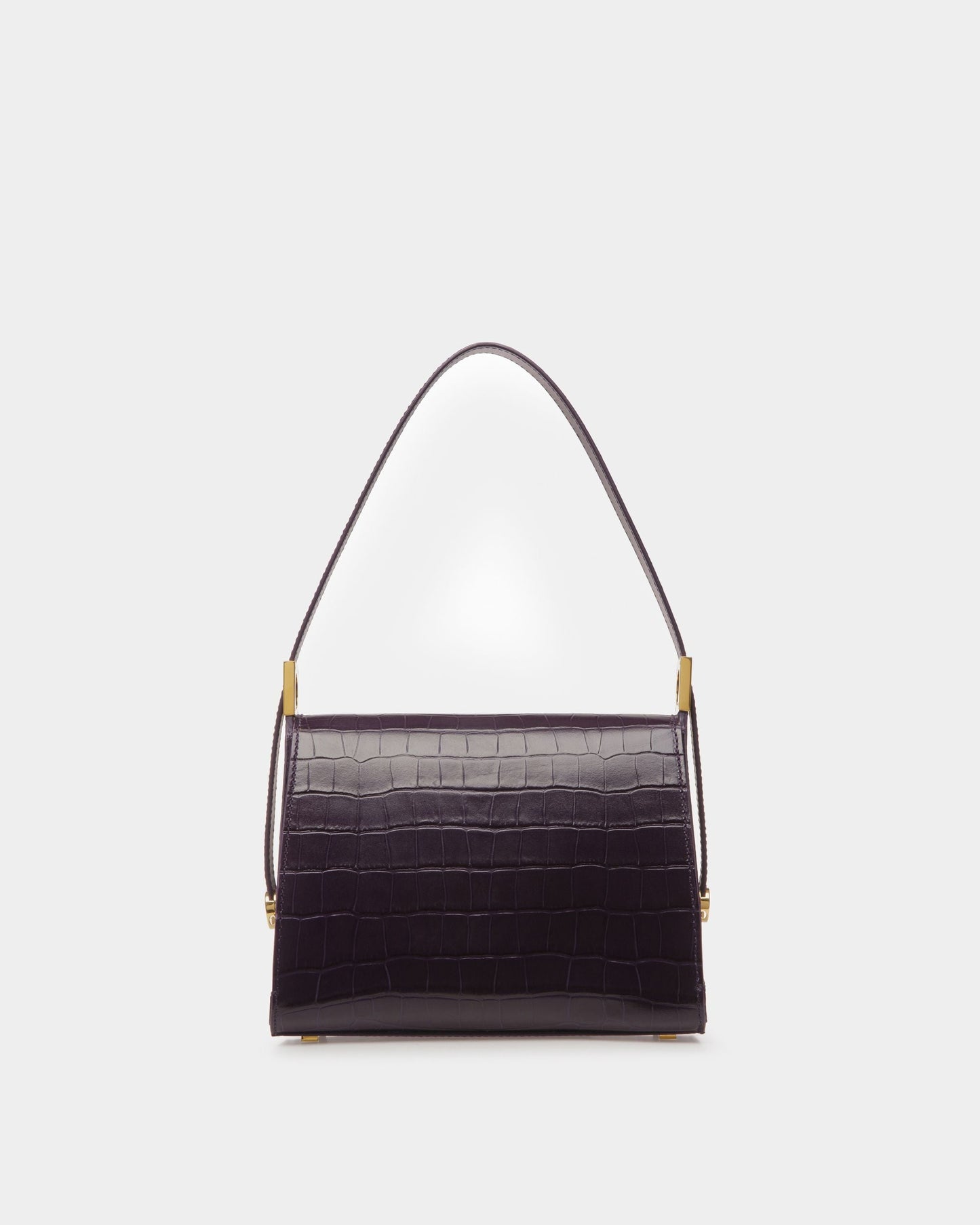Emblem Trapeze Medium | Women's Top Handle Purse | Orchid Leather | Bally | Still Life Back