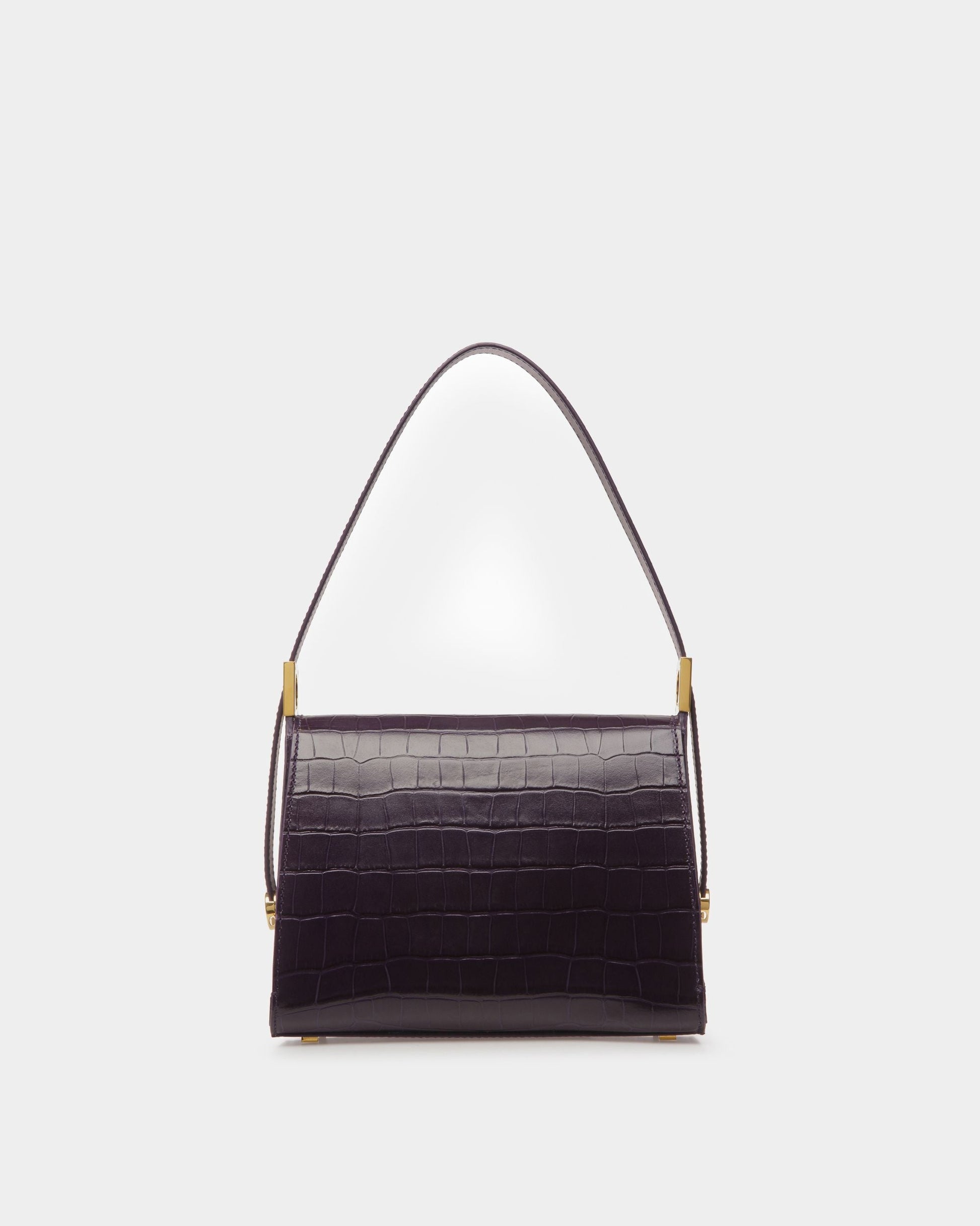 Emblem Trapeze Medium | Women's Top Handle Purse | Orchid Leather | Bally | Still Life Back