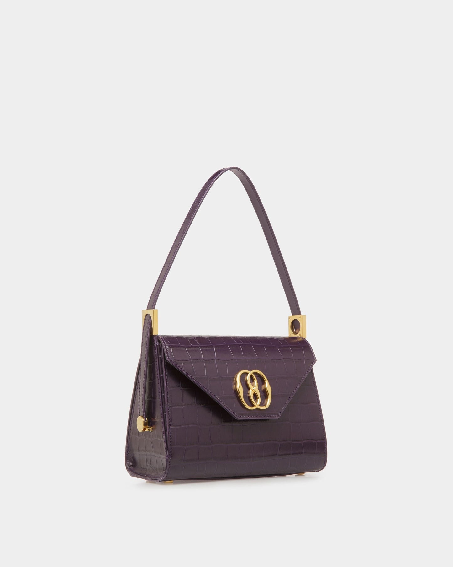 Emblem Trapeze Medium | Women's Top Handle Purse | Orchid Leather | Bally | Still Life 3/4 Front