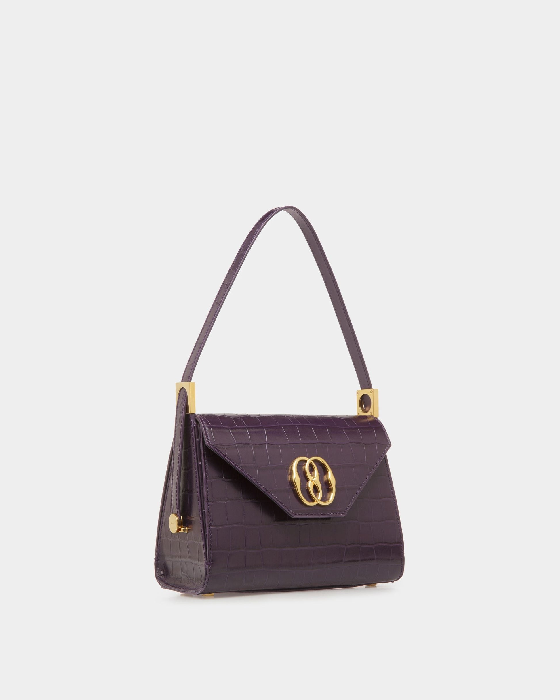 Emblem Trapeze Medium | Women's Top Handle Purse | Orchid Leather | Bally | Still Life 3/4 Front