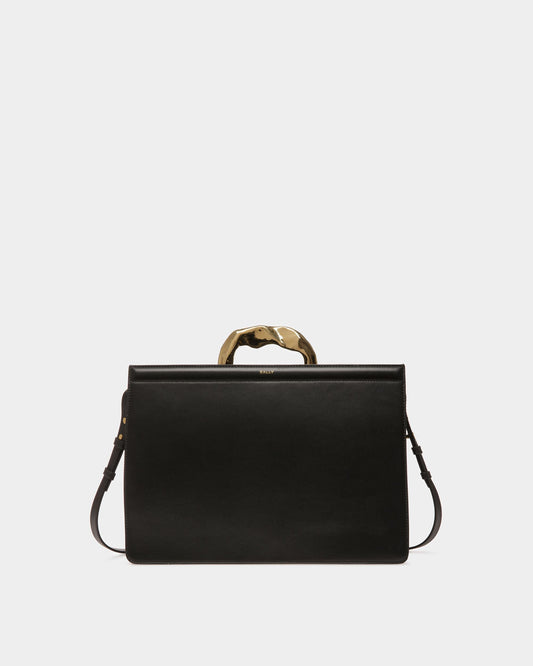 Baroque Femme | Women's Top Handle Purse | Black Leather | Bally | Still Life Front