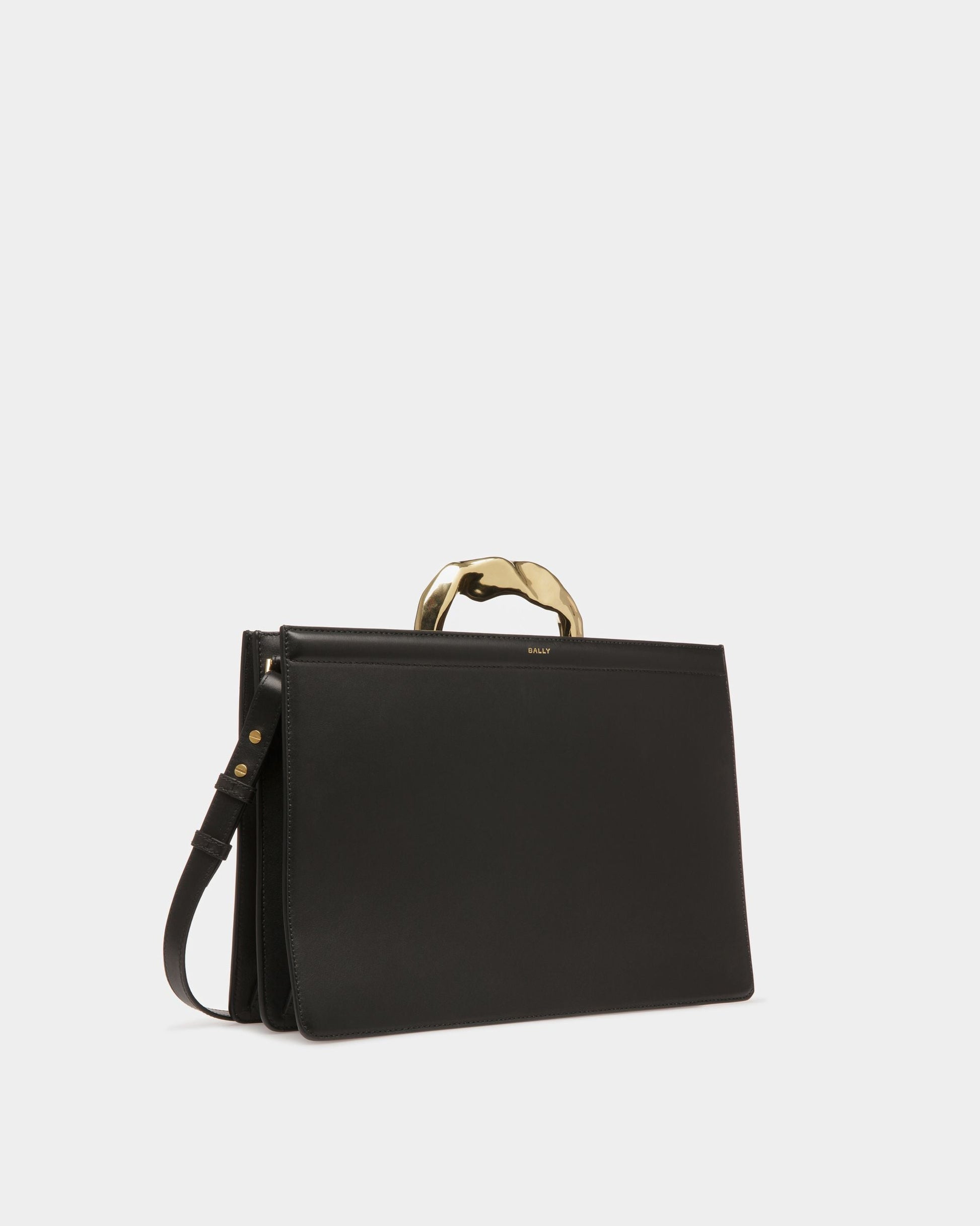 Baroque Femme | Women's Top Handle Purse | Black Leather | Bally | Still Life 3/4 Front