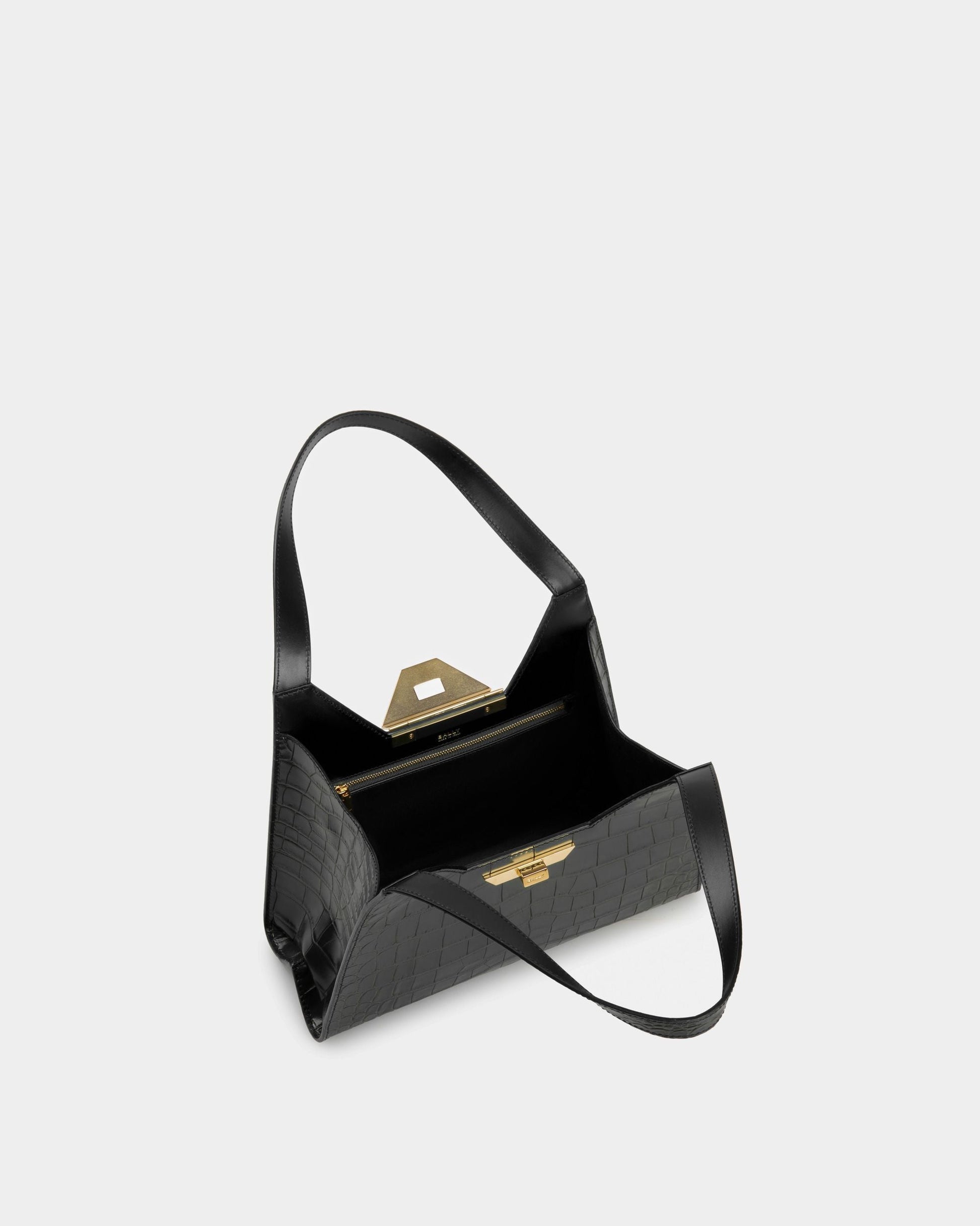 Trilliant Shoulder Bag | Women's Shoulder Bag | Black Leather | Bally | Still Life Open / Inside
