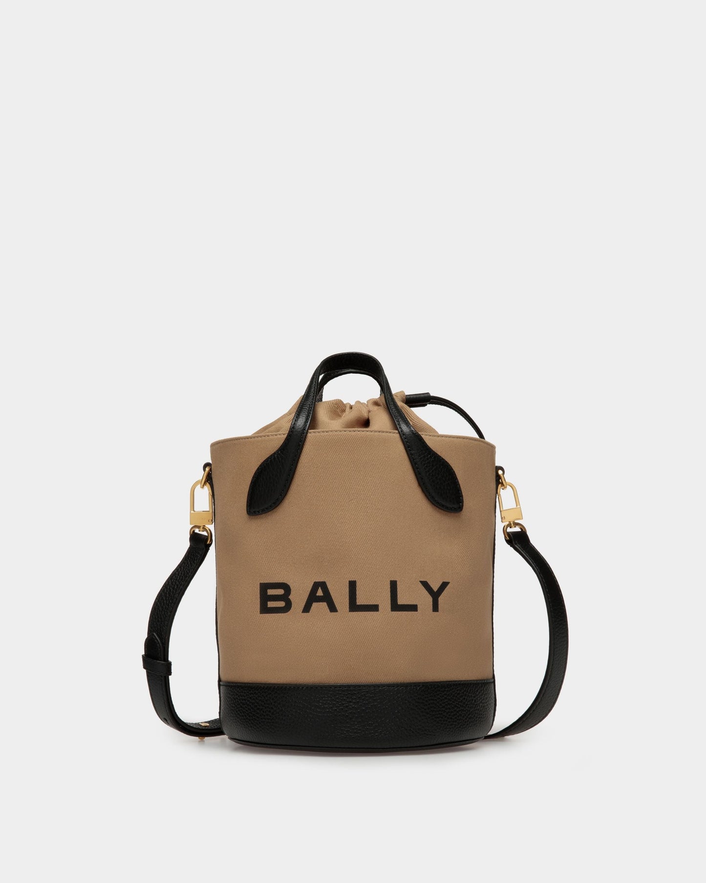 Bar Bucket Bag In Sand And Black Fabric