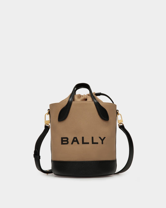 Bar Bucket Bag In Sand And Black Fabric
