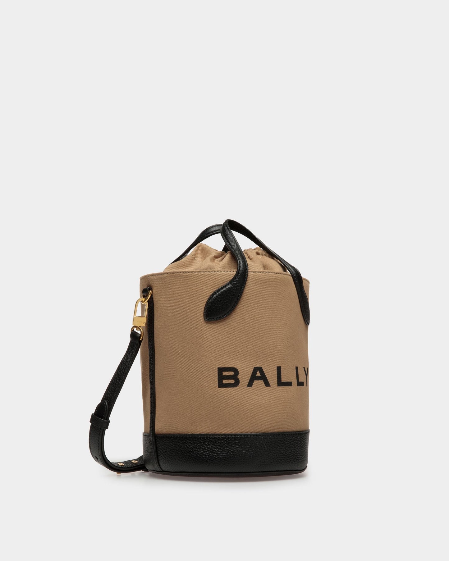 Bar Bucket Bag In Sand And Black Fabric