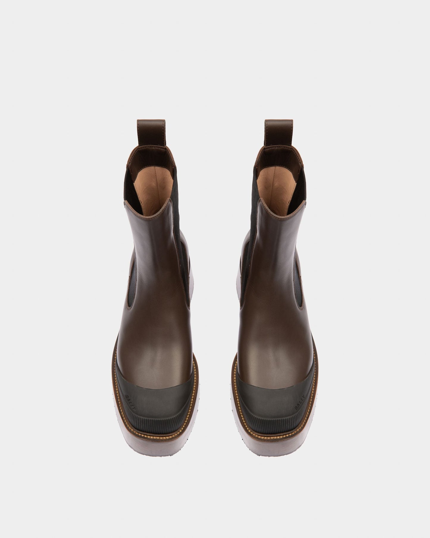 Ilene Leather Booties In Ebony Brown