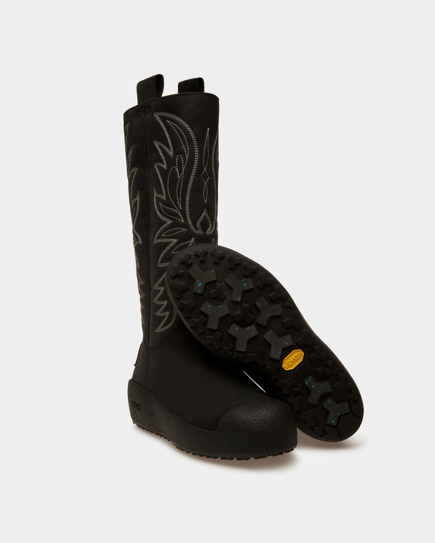 Montana Leather Long Boots In Black