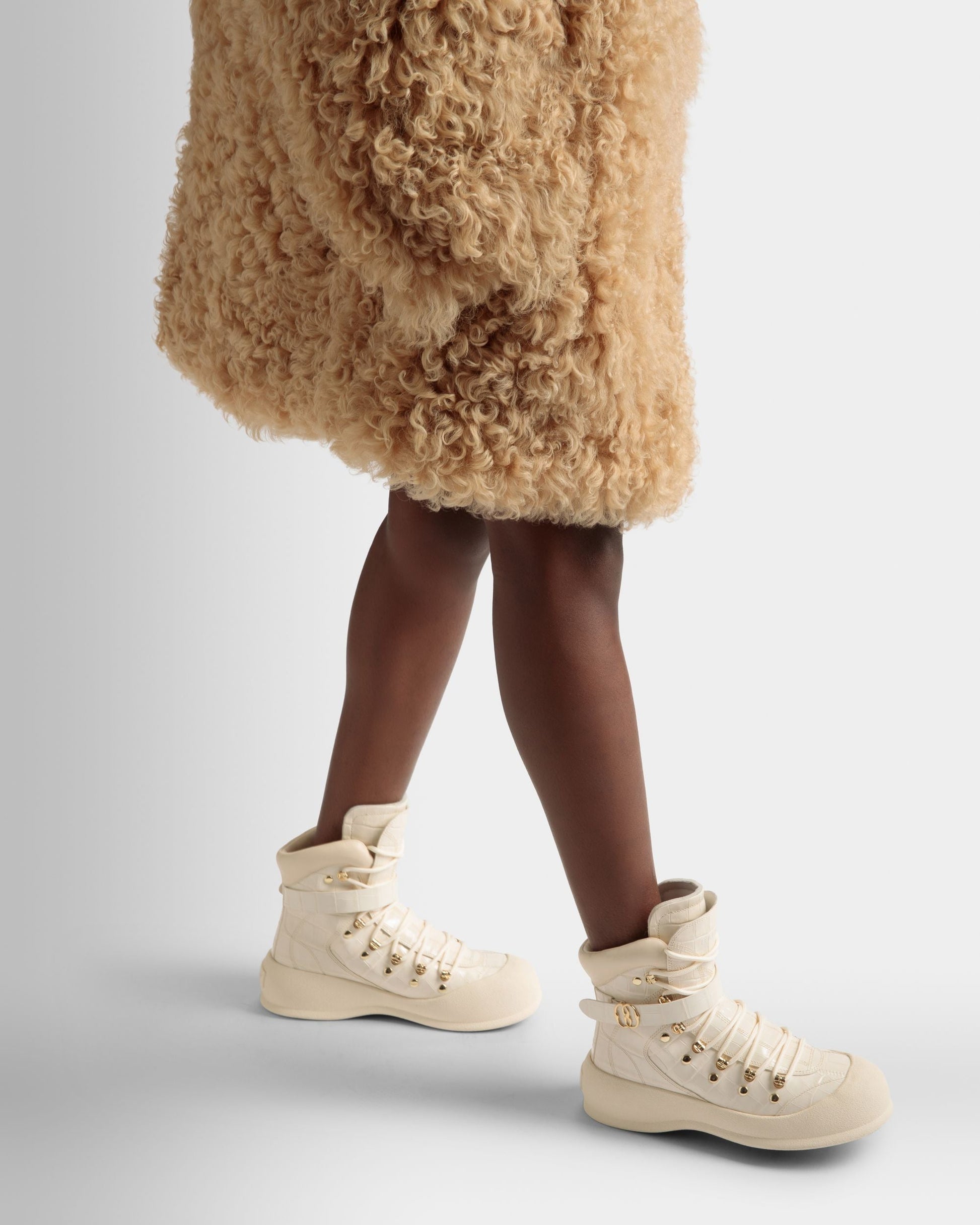 Clyff | Women's Boots | Bone Leather | Bally | On Model Close Up