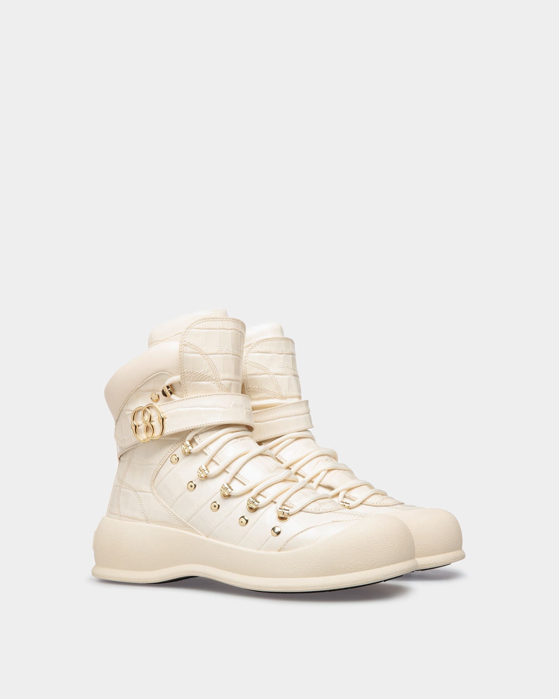 Clyff | Women's Boots | Bone Leather | Bally | Still Life 3/4 Front