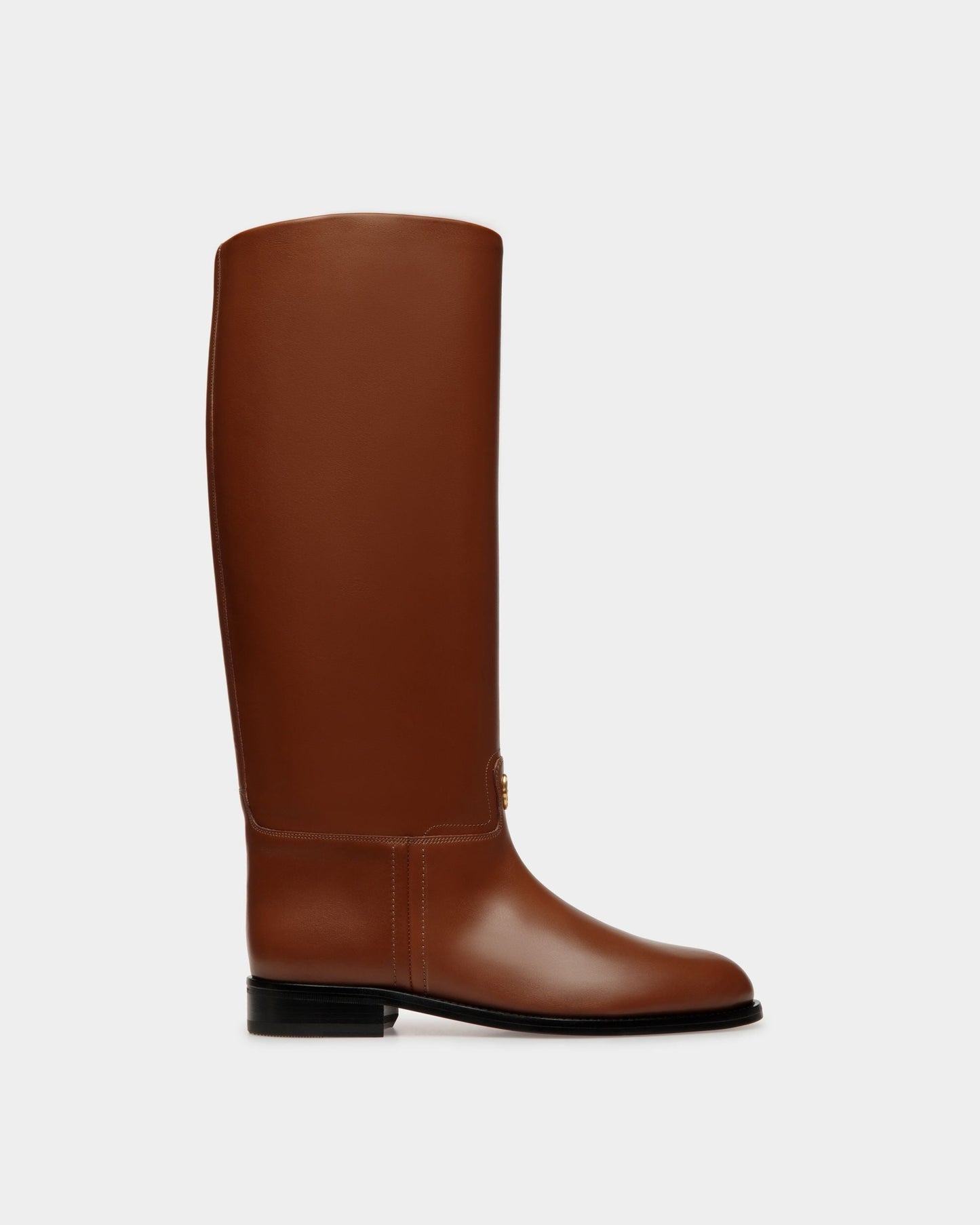 Hollie | Women's Long Boots | Brown Leather | Bally | Still Life Side