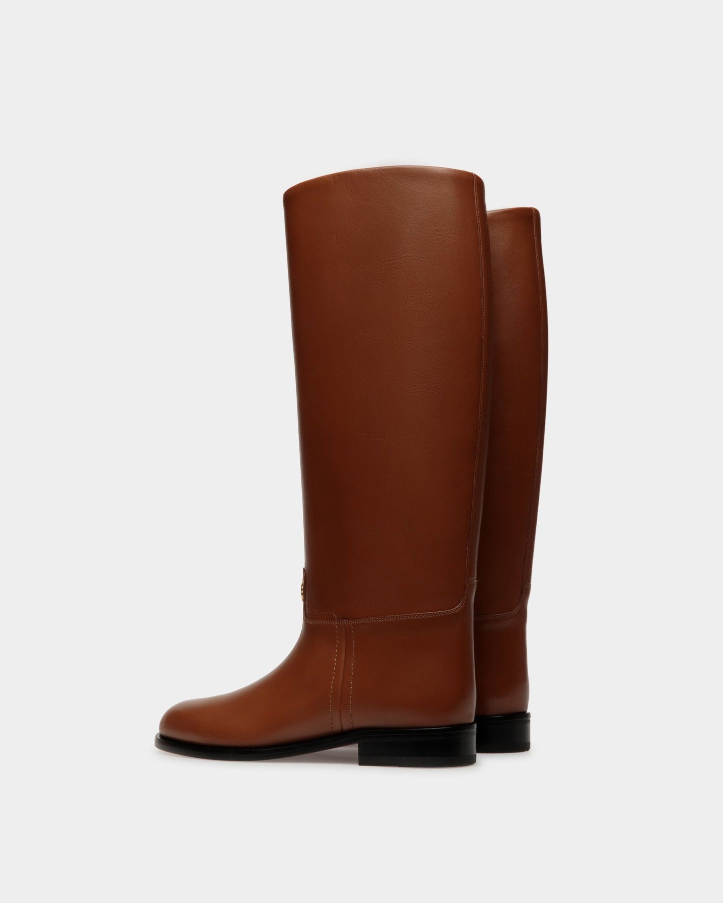 Hollie | Women's Long Boots | Brown Leather | Bally | Still Life 3/4 Back