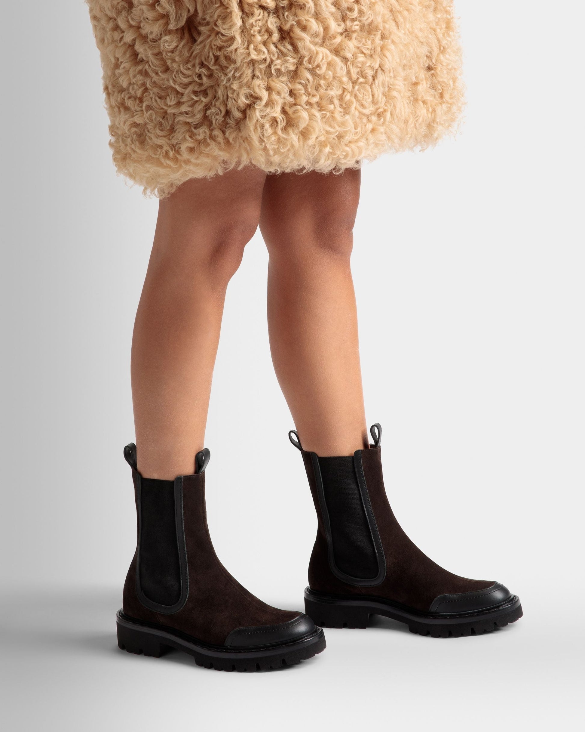 Nalyna | Women's Boots | Brown Leather | Bally | On Model Close Up