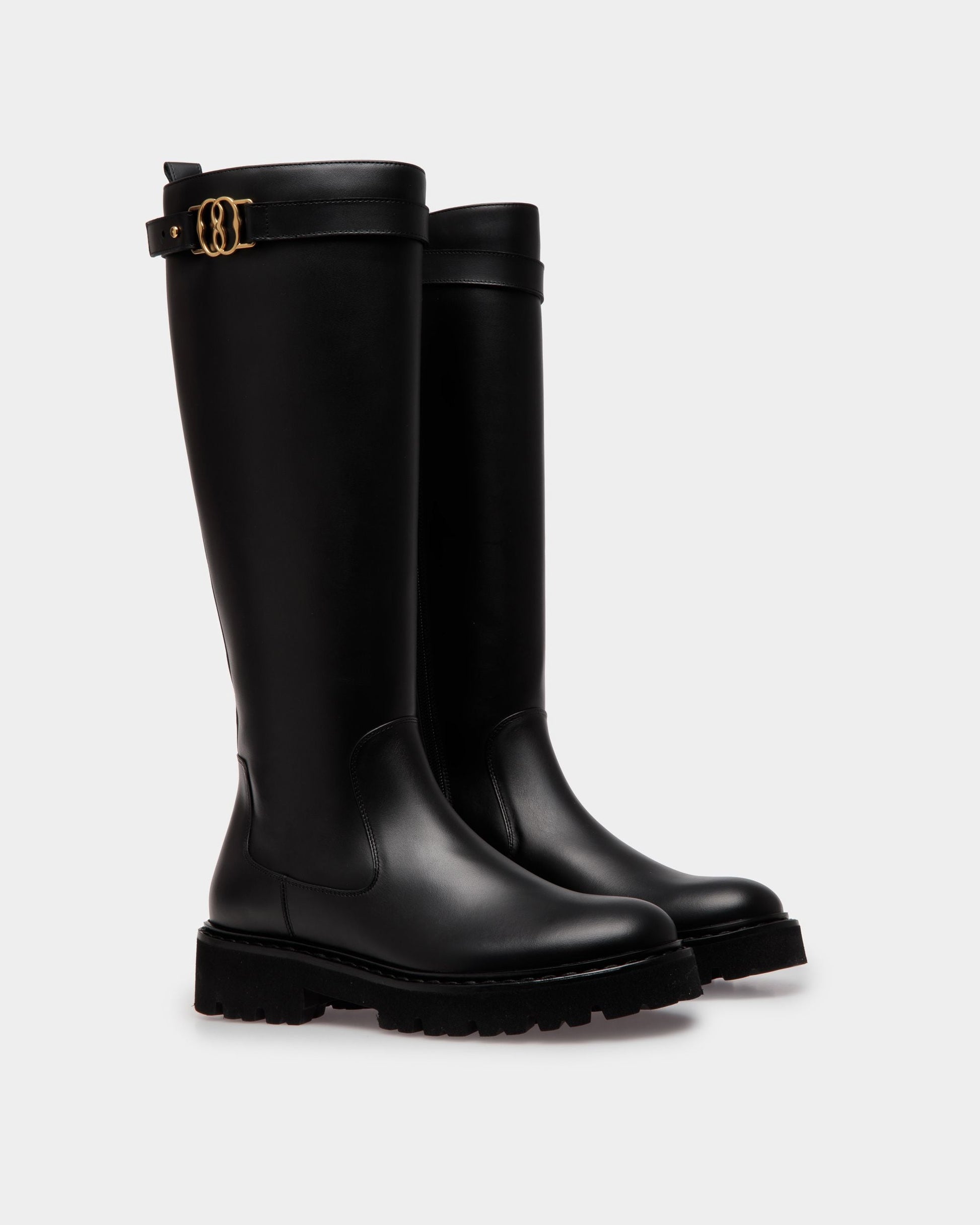 Neny | Women's Boots | Black Leather | Bally | Still Life 3/4 Front