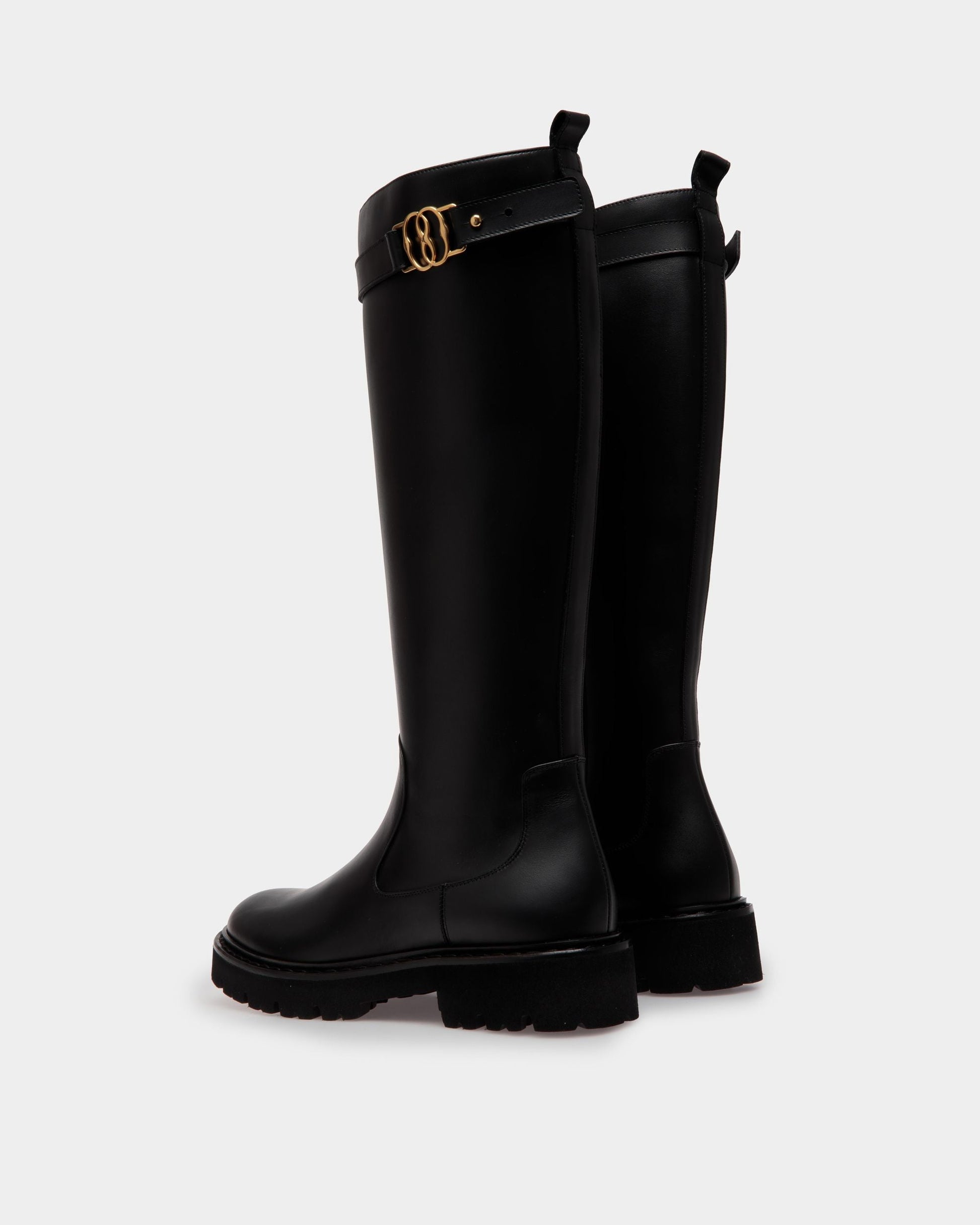 Neny | Women's Boots | Black Leather | Bally | Still Life 3/4 Back