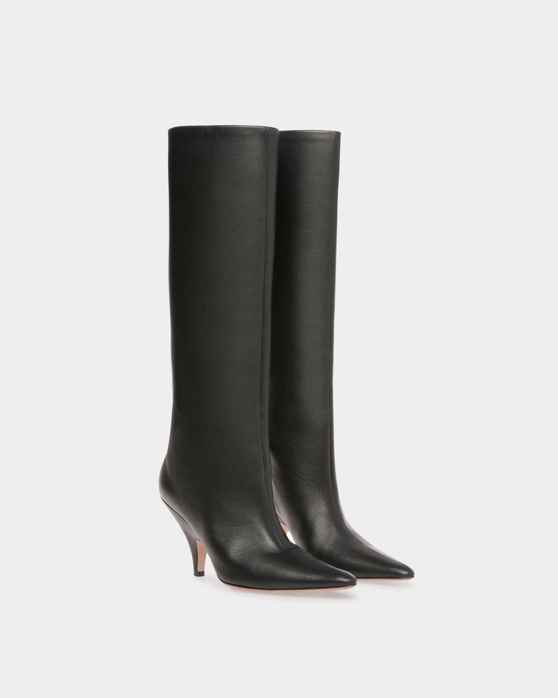 Kika | Women's Boots | Black Leather | Bally | Still Life 3/4 Front