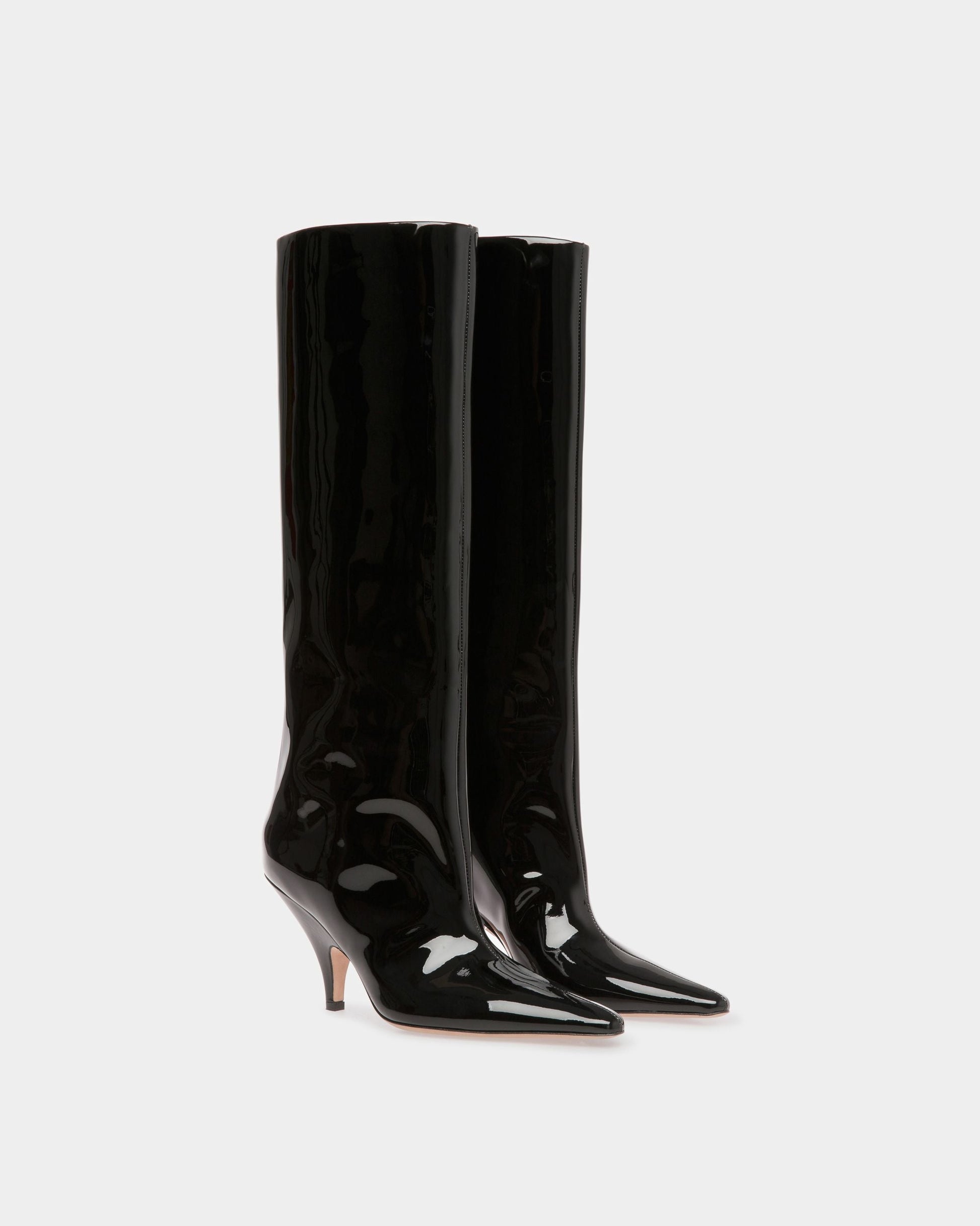 Kika | Women's Boots | Black Leather | Bally | Still Life 3/4 Front