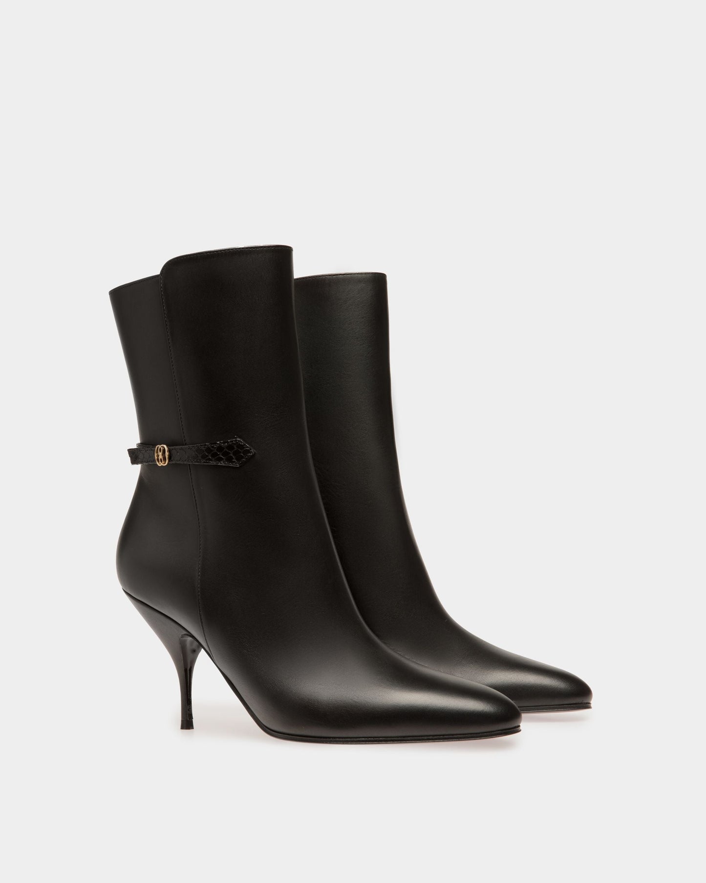 Odeya | Women's Boots | Black Leather | Bally | Still Life 3/4 Front
