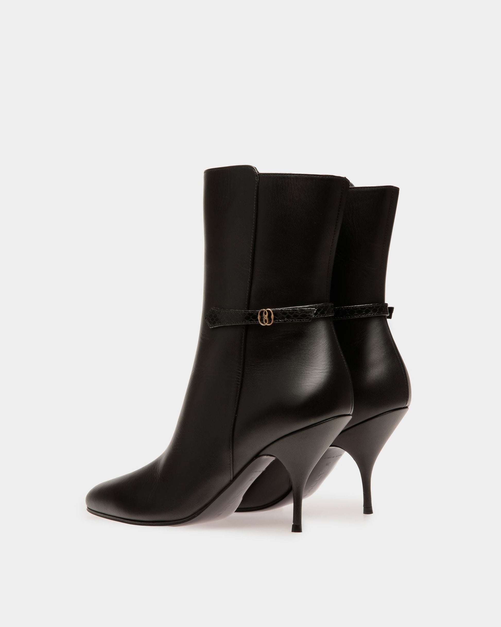 Odeya | Women's Boots | Black Leather | Bally | Still Life 3/4 Back