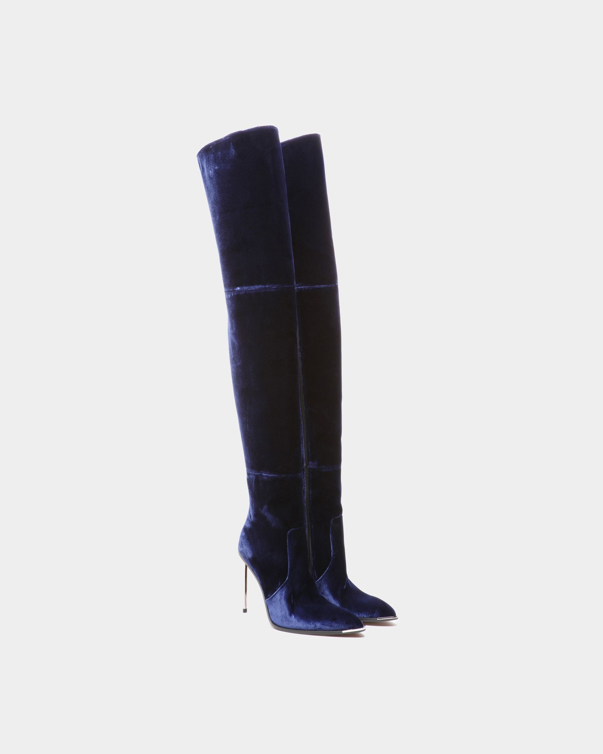 Hedy | Women's Boots | Marine Velvet | Bally | Still Life 3/4 Front