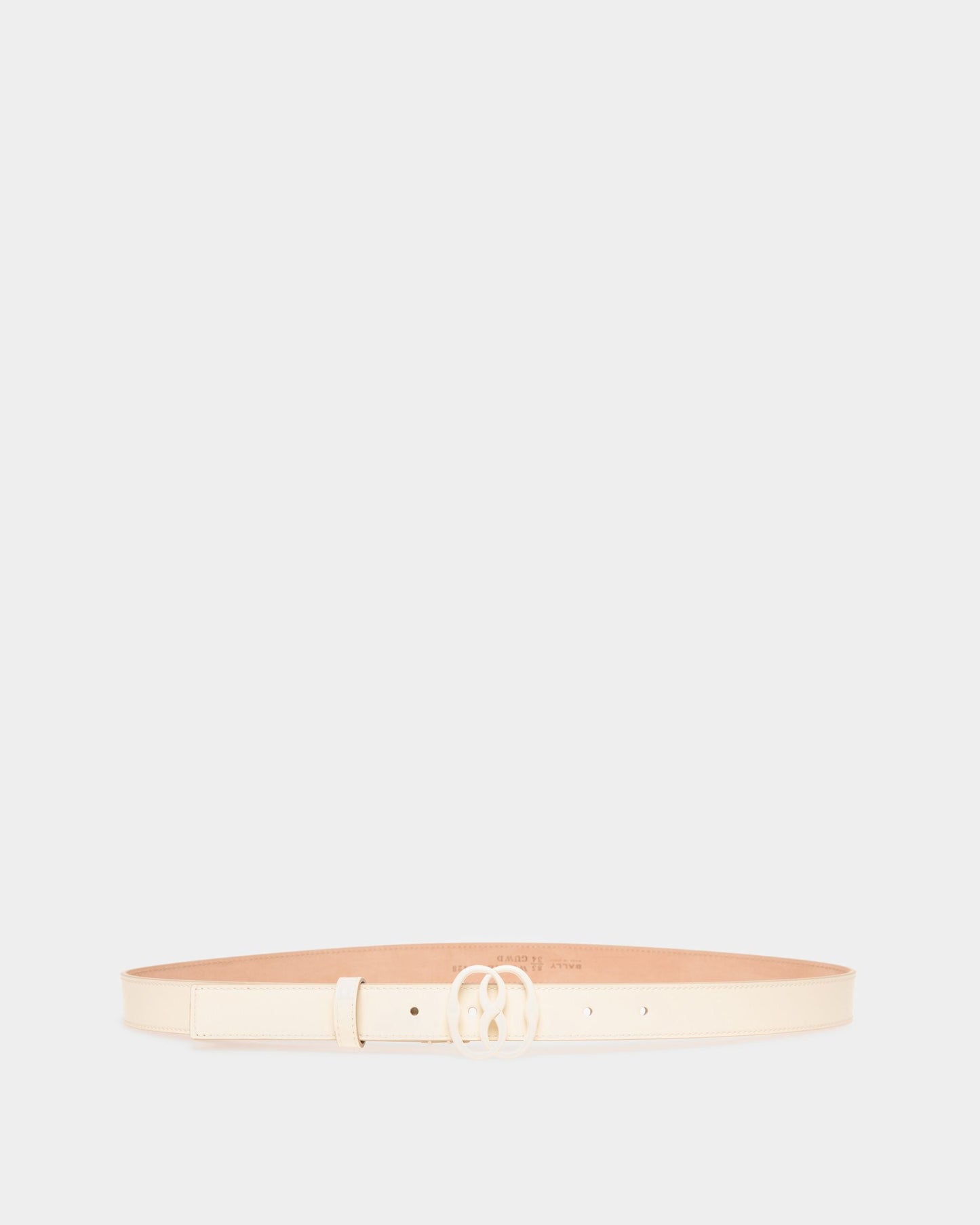 Emblem Fixed Belt In Bone Leather