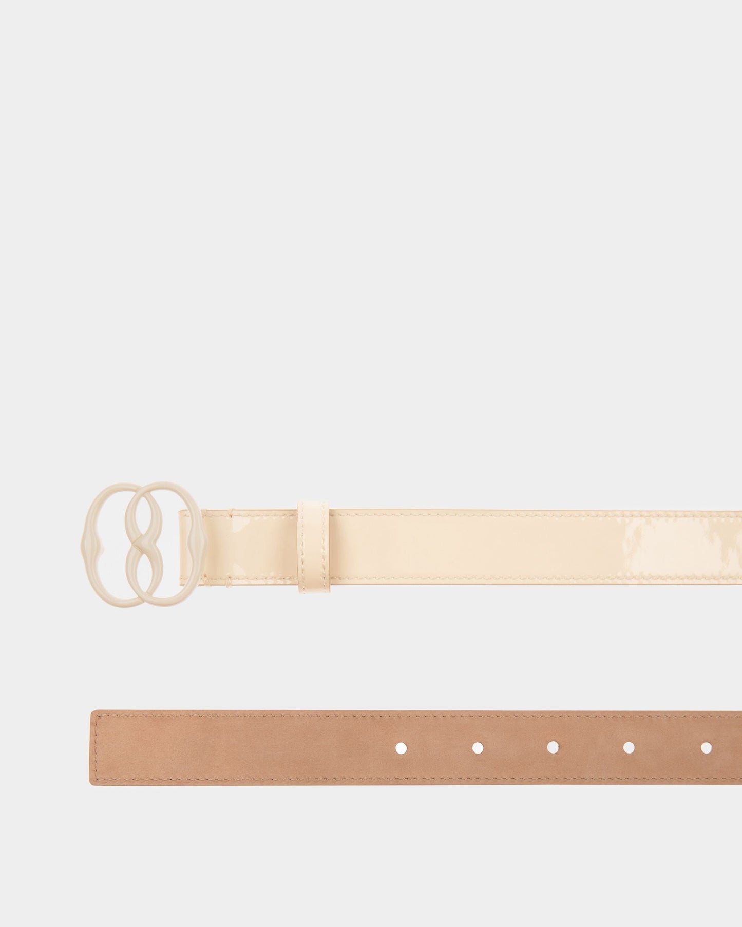 Emblem Fixed Belt In Bone Leather