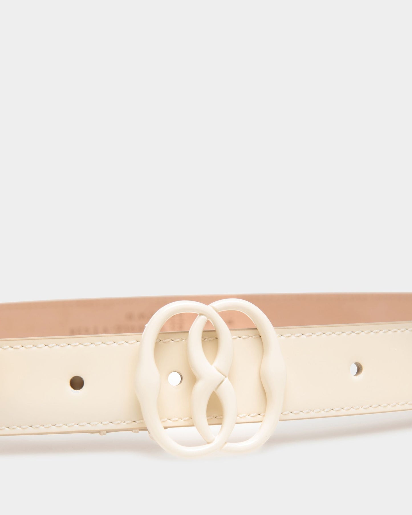 Emblem Fixed Belt In Bone Leather
