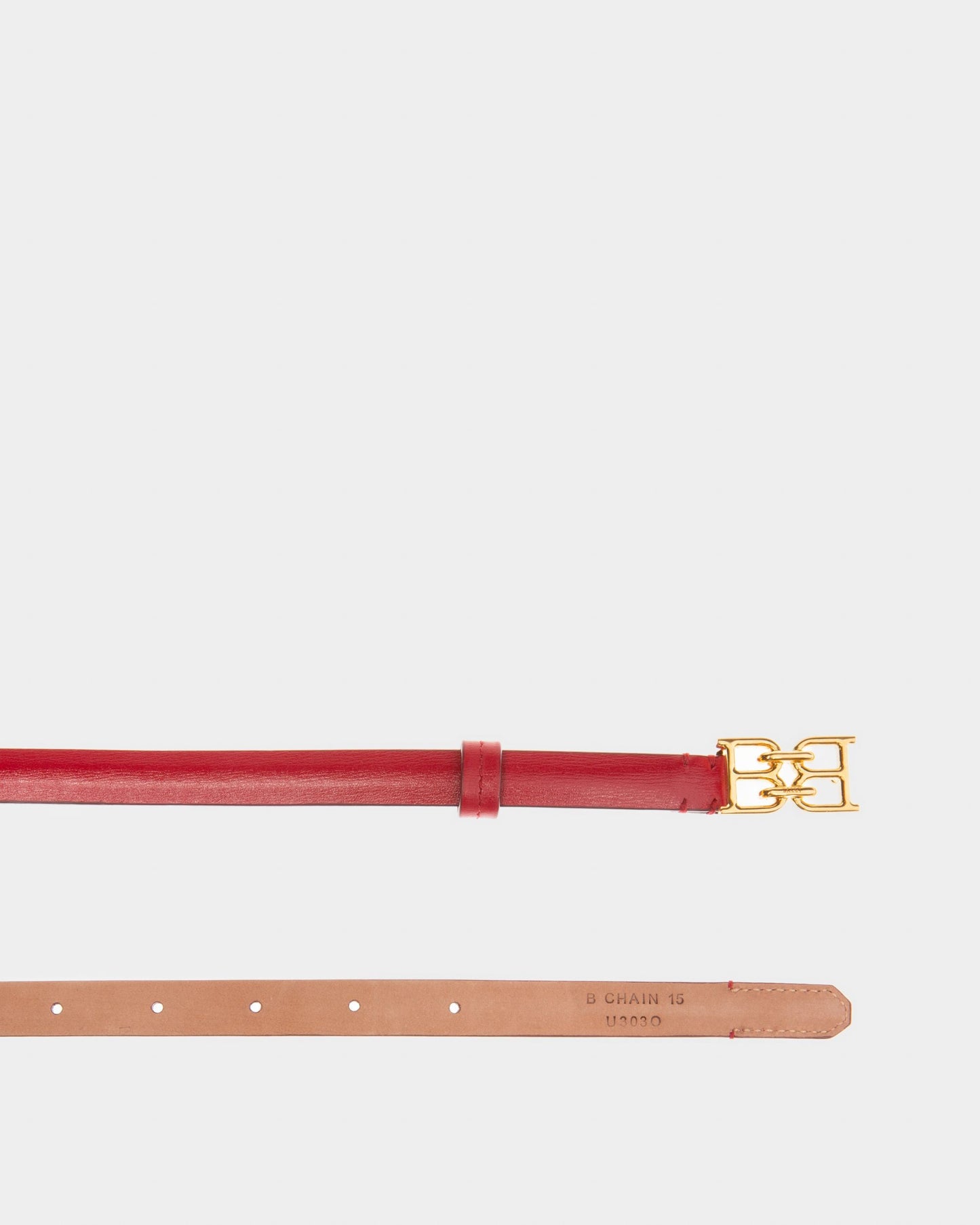 B-Chain Leather 15Mm Belt In Red
