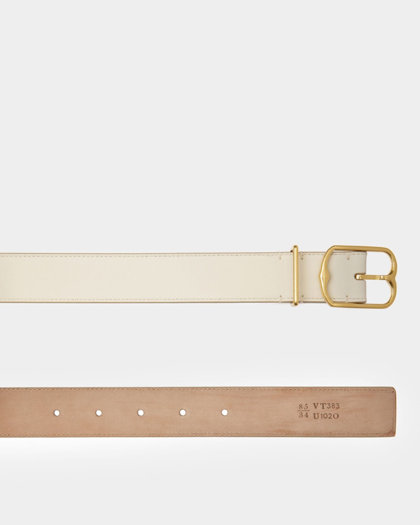 Emblem Belt | Women's Fixed Belt | Bone Leather | Bally | Still Life Detail