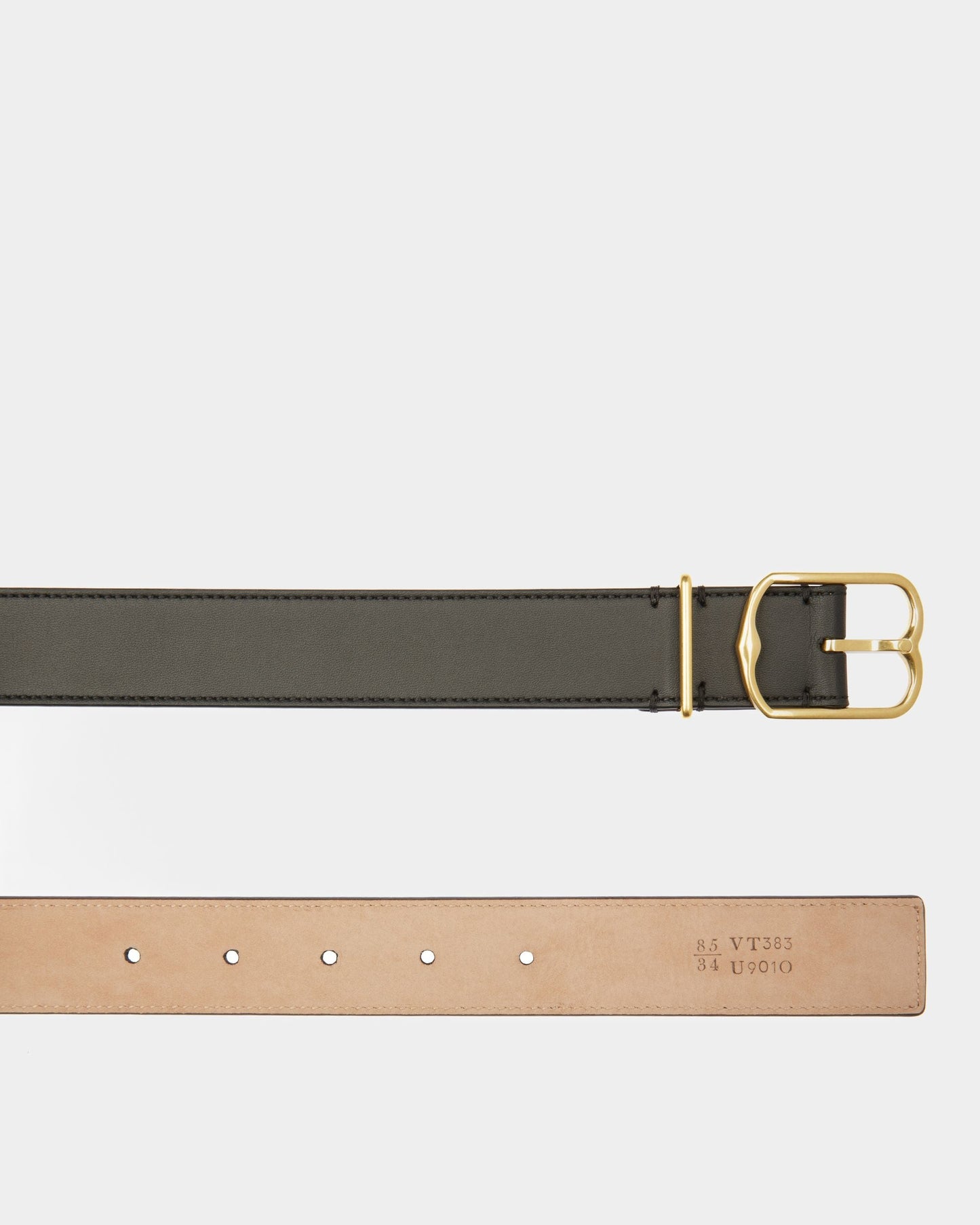 Emblem Belt | Women's Fixed Belt | Black Leather | Bally | Still Life Detail