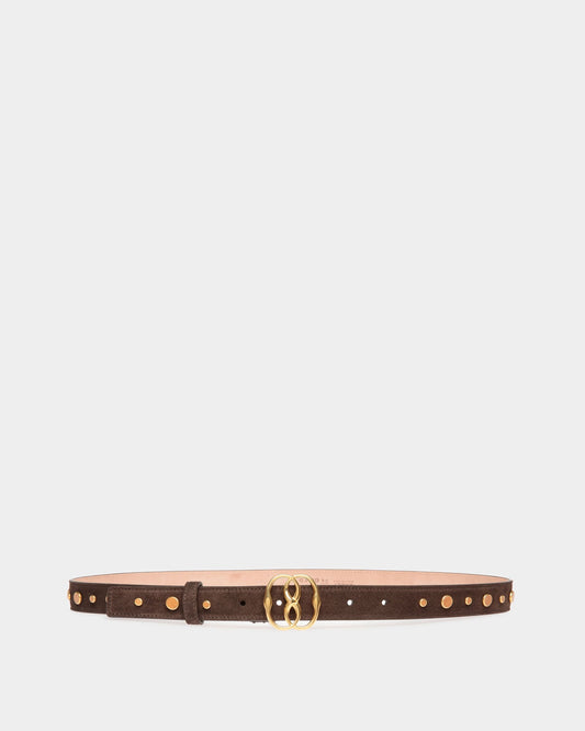 Emblem | Women's Fixed Belt | Brown Leather | Bally | Still Life Front