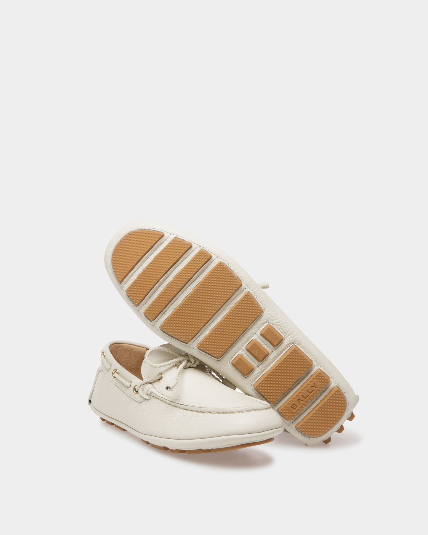 Kyan | Women's Drivers | Dusty White Leather | Bally | Still Life Below