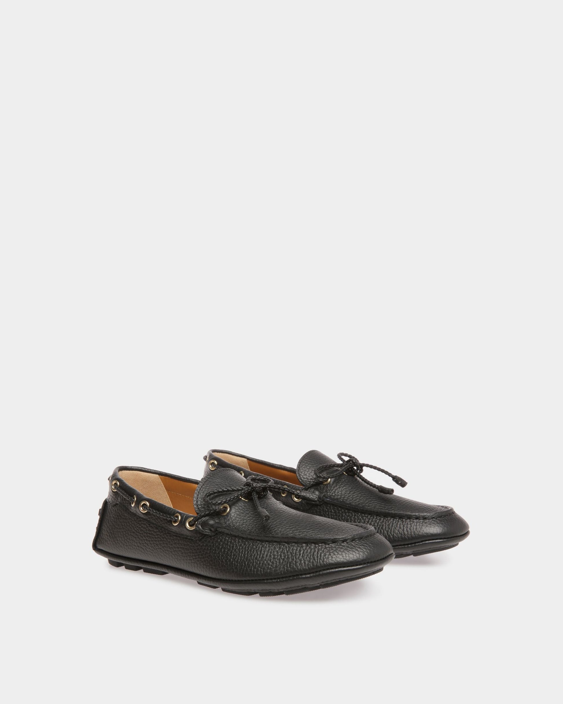 Kyan | Women's Drivers | Black Leather | Bally | Still Life 3/4 Front