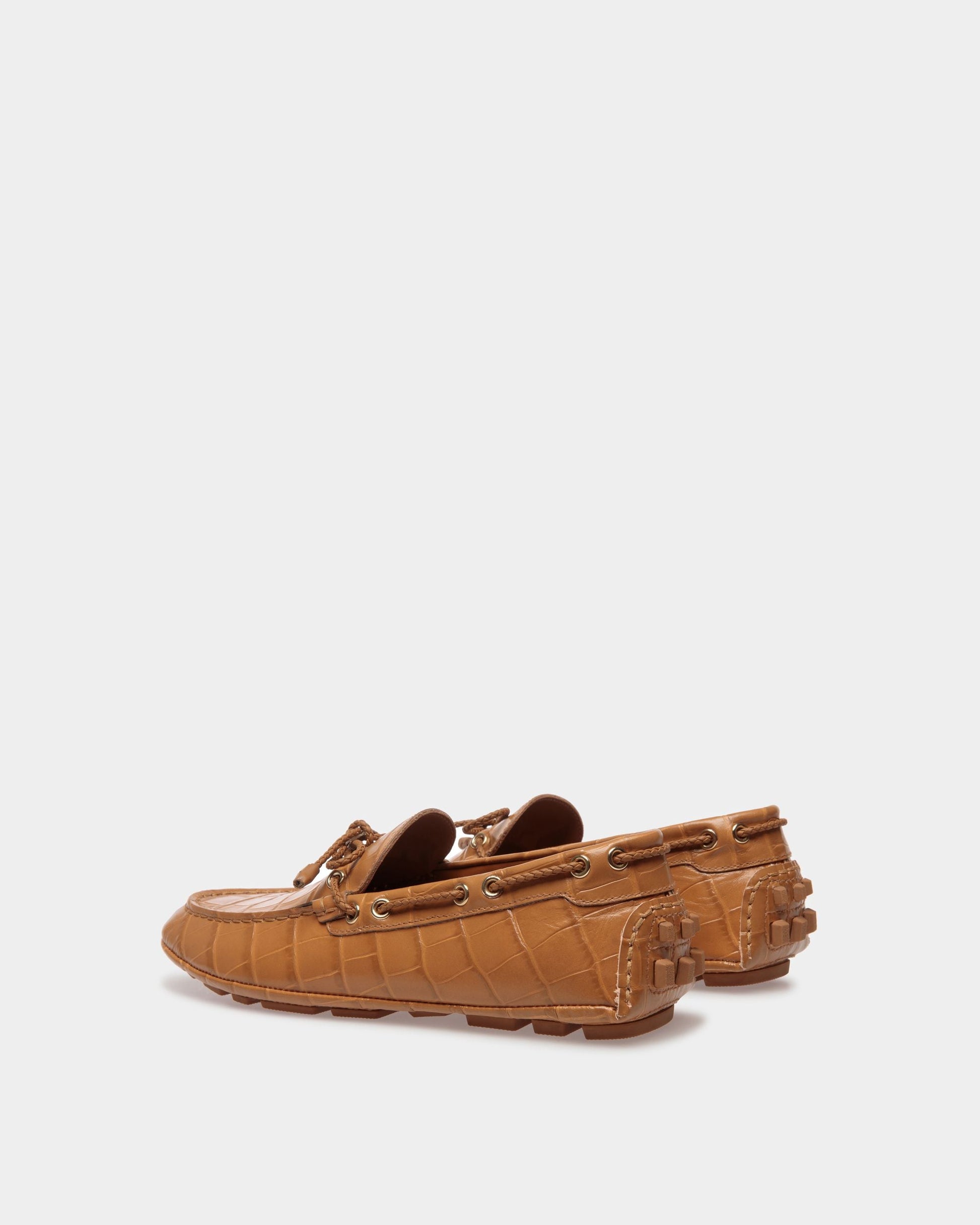 Kyan | Women's Drivers | Desert Leather | Bally | Still Life 3/4 Back