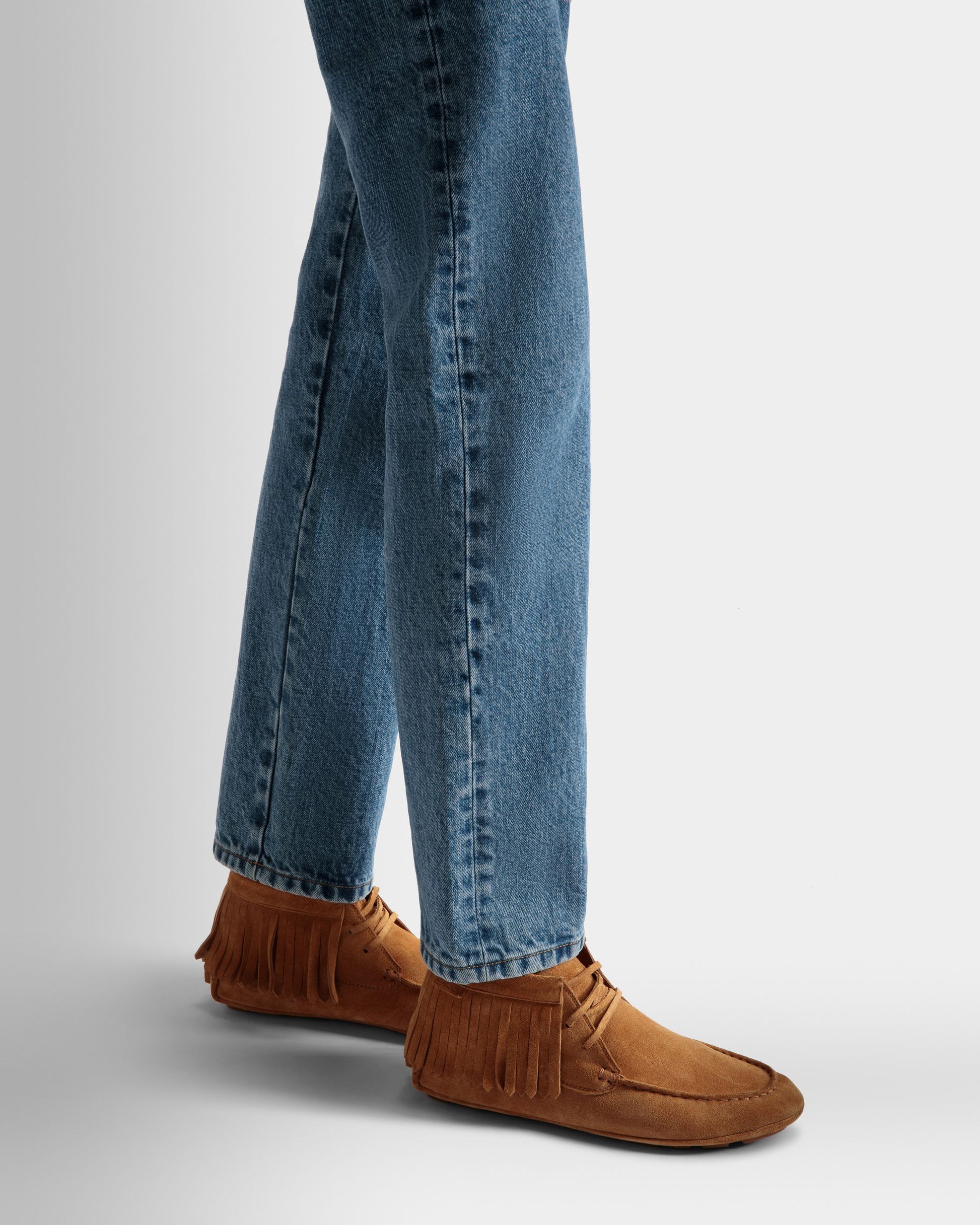 Kaory | Women's Drivers | Desert Leather | Bally | On Model Close Up