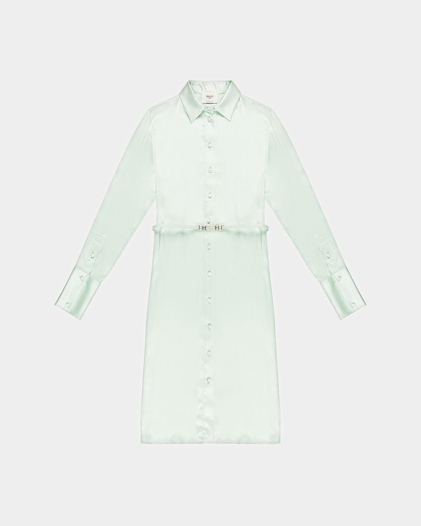Silk Shirt Dress In Light Blue