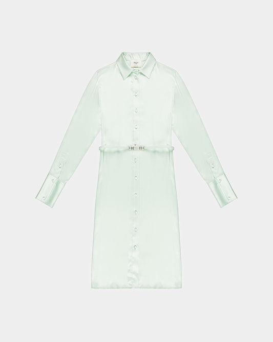 Silk Shirt Dress In Light Blue