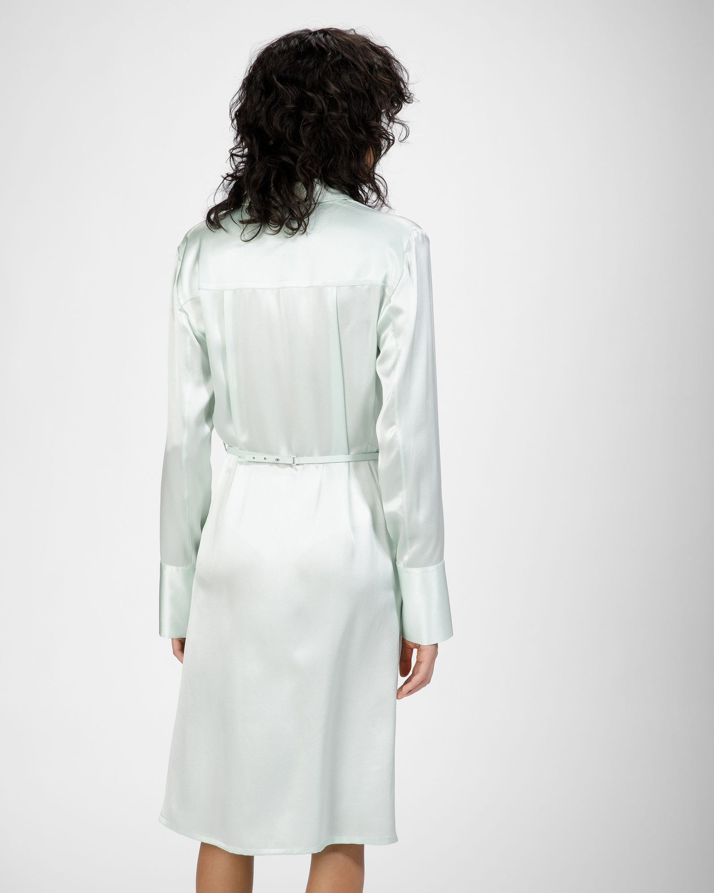Silk Shirt Dress In Light Blue