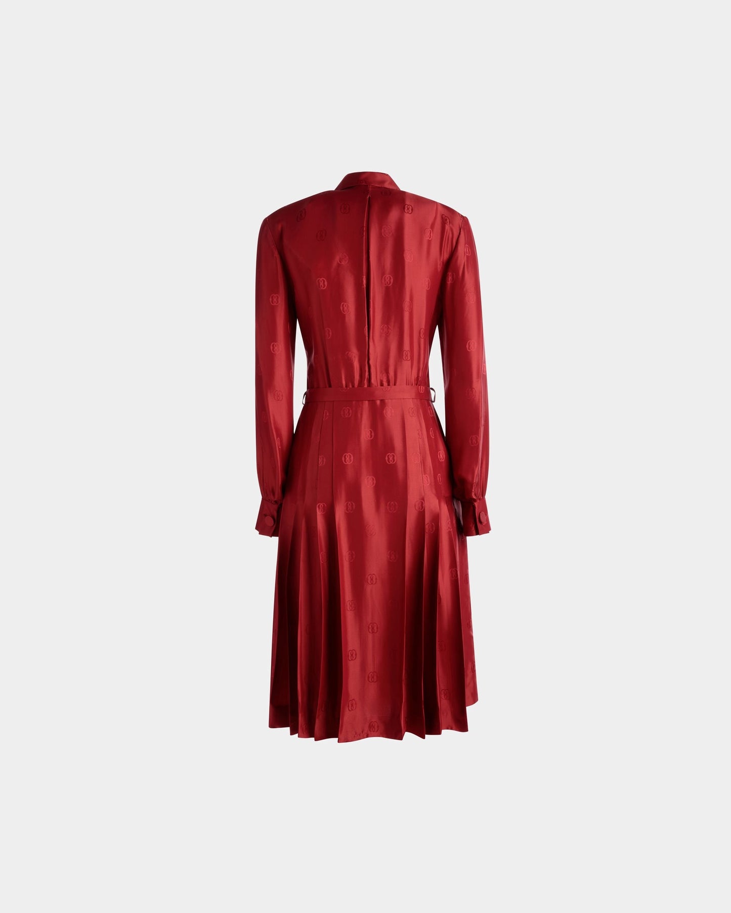 Emblem Belted Dress | Women's Dress | Deep Ruby Silk | Bally | Still Life Back