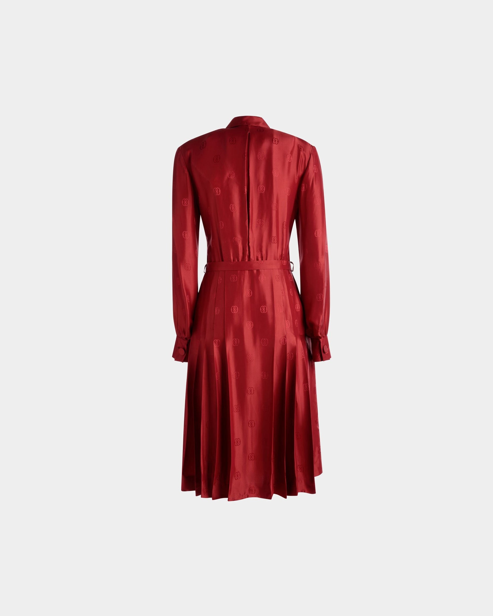 Emblem Belted Dress | Women's Dress | Deep Ruby Silk | Bally | Still Life Back