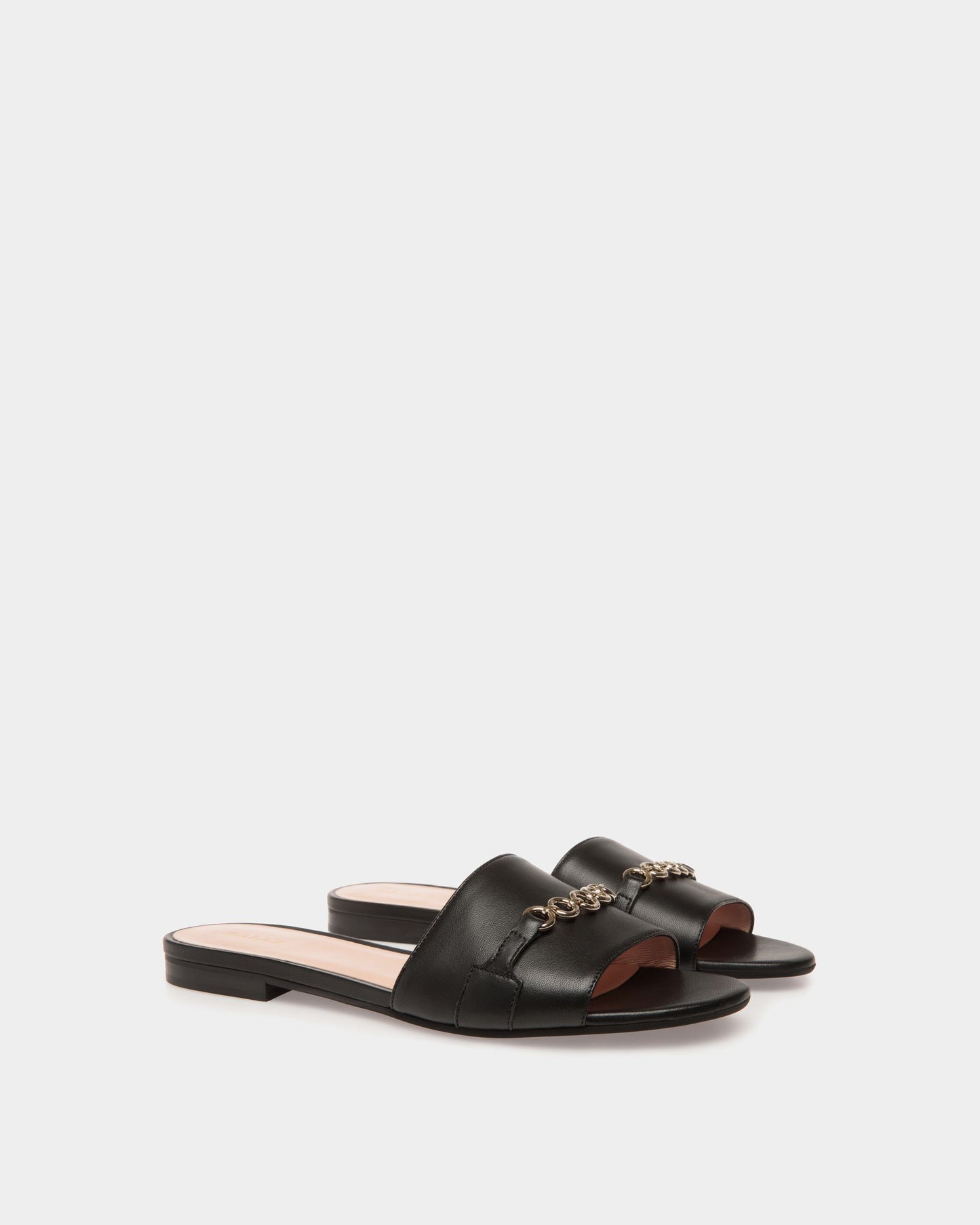 Slide Sandal in Black Leather