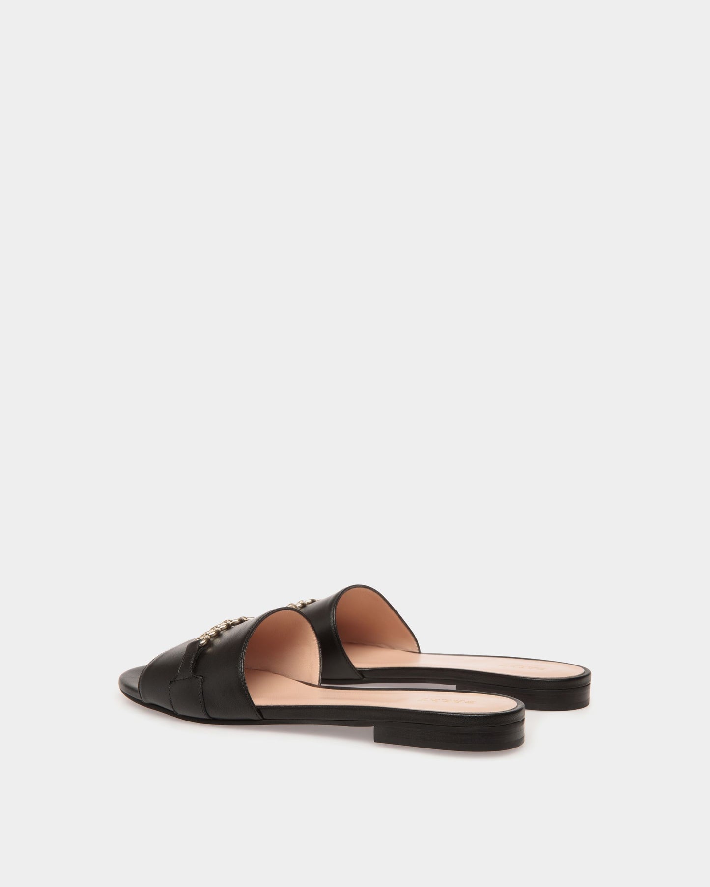Slide Sandal in Black Leather