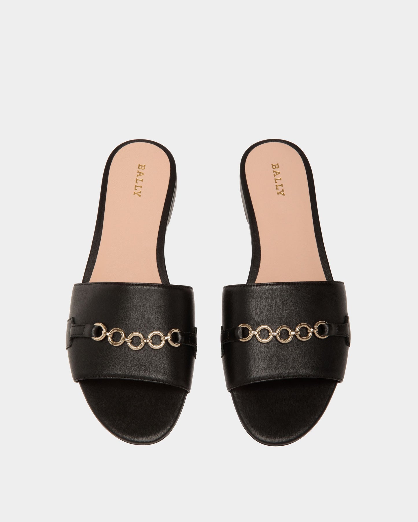 Slide Sandal in Black Leather