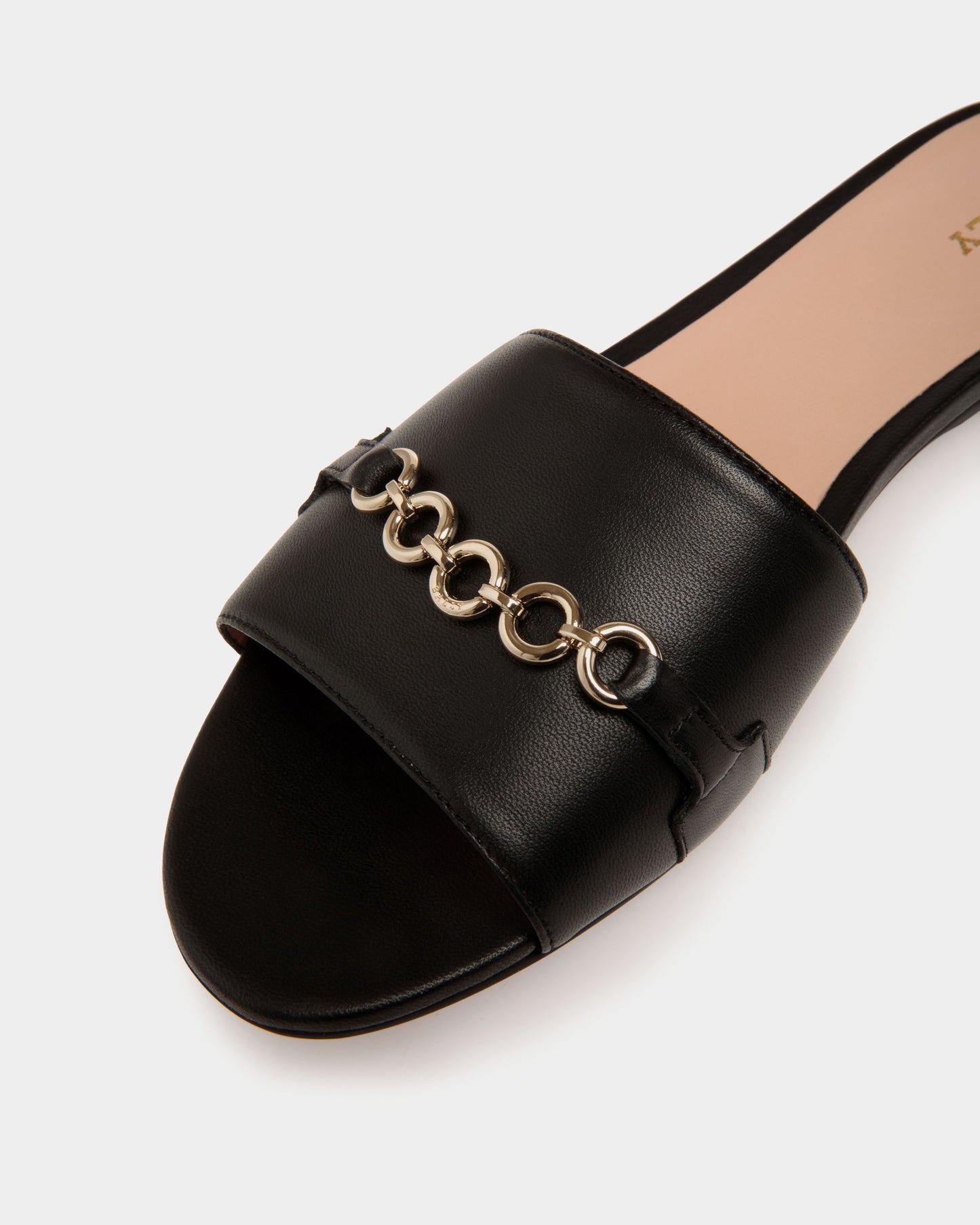 Slide Sandal in Black Leather