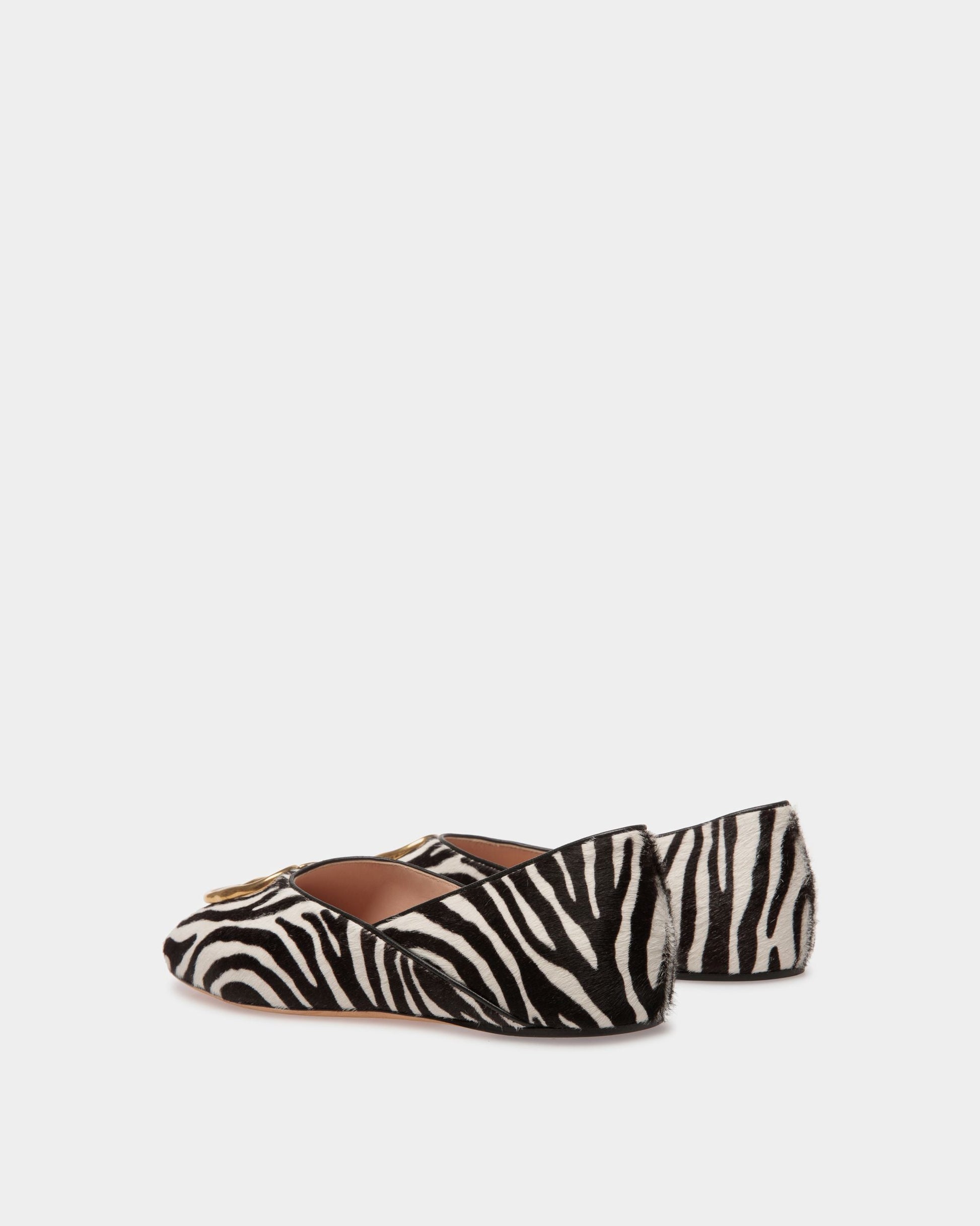 Gerry | Women's Flats | Black And White Leather | Bally | Still Life 3/4 Back