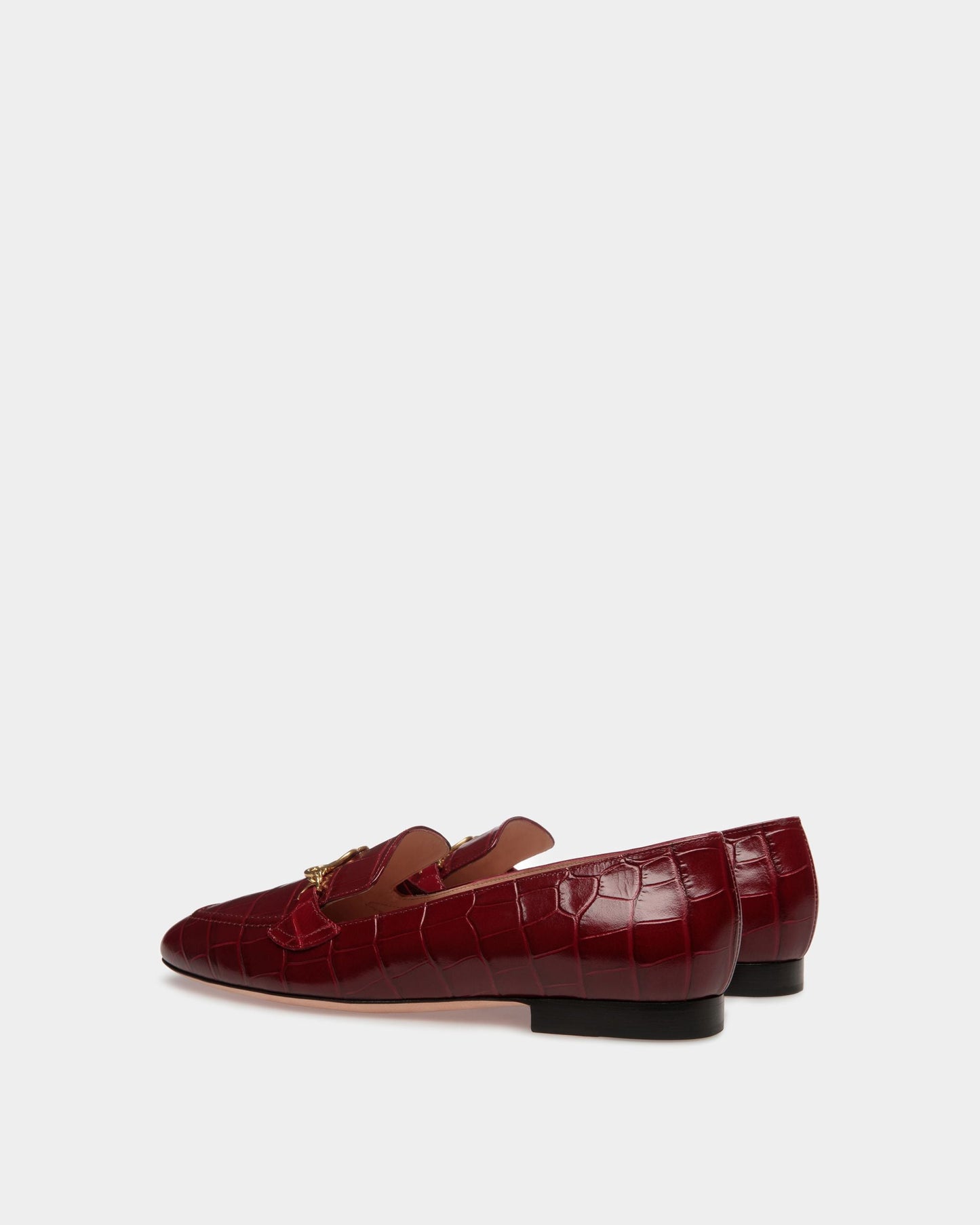 Obrien | Women's Flats |Burgundy Leather | Bally | Still Life 3/4 Back