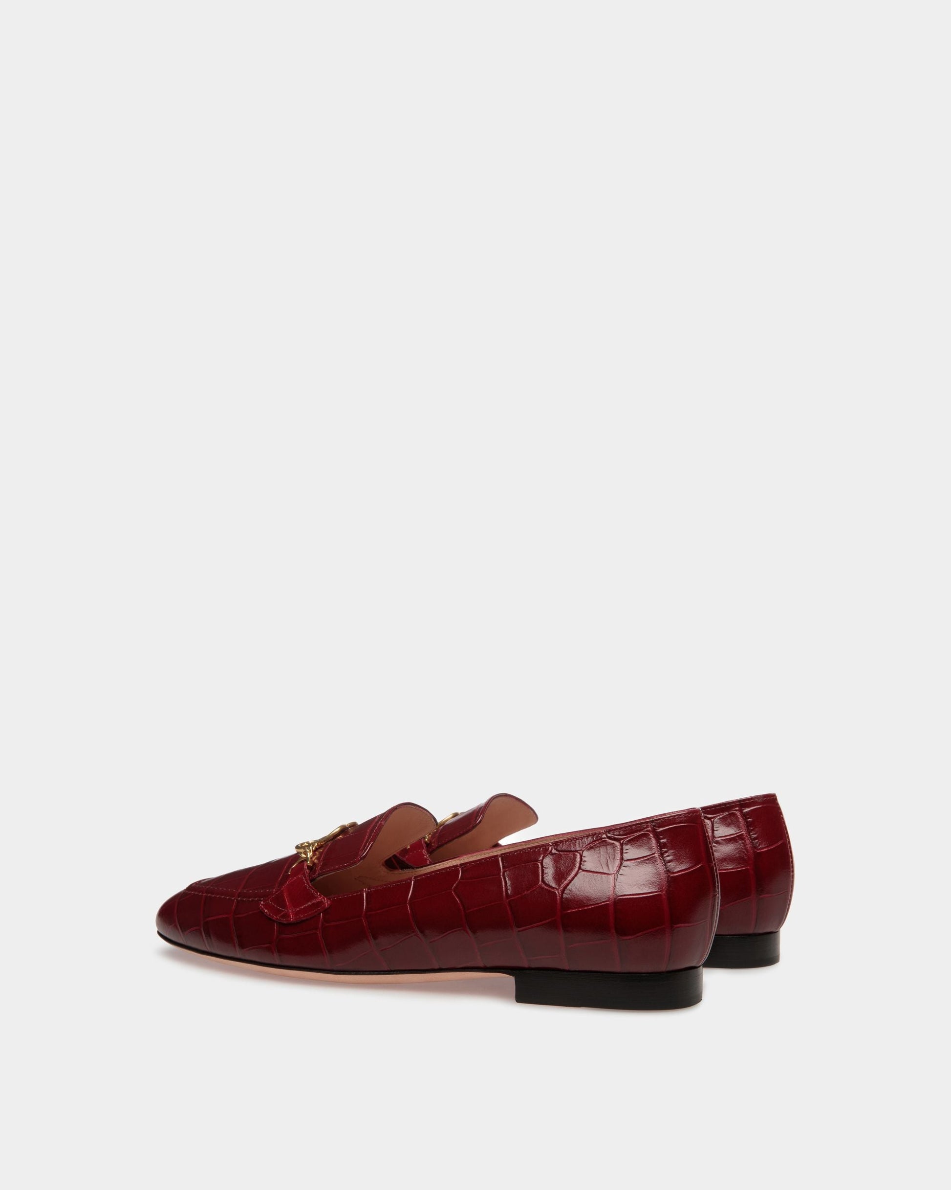 Obrien | Women's Flats |Burgundy Leather | Bally | Still Life 3/4 Back
