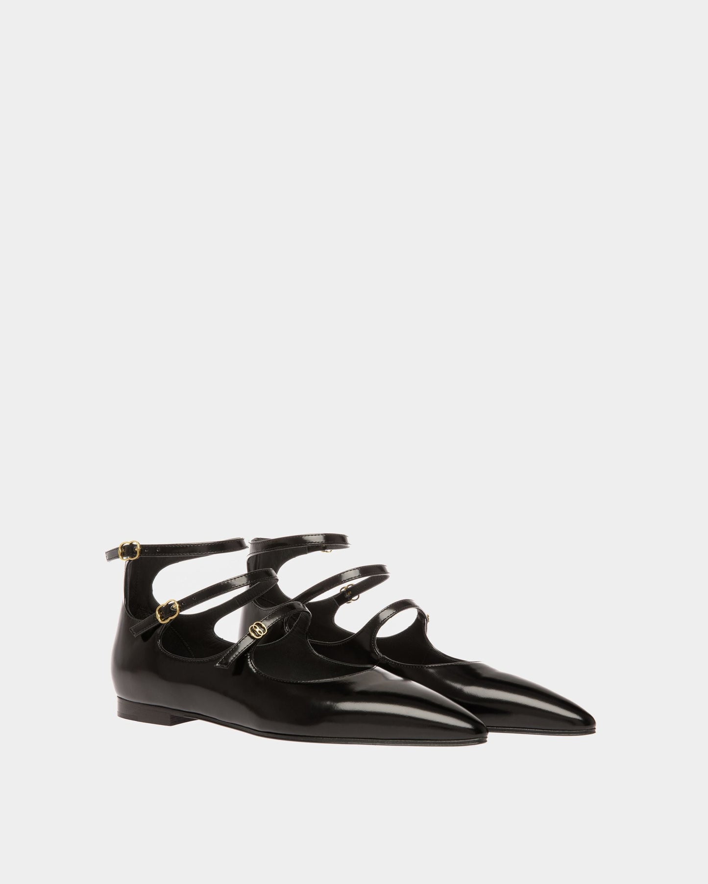 Marilou | Women's Flat Pumps | Black Leather | Bally | Still Life 3/4 Front