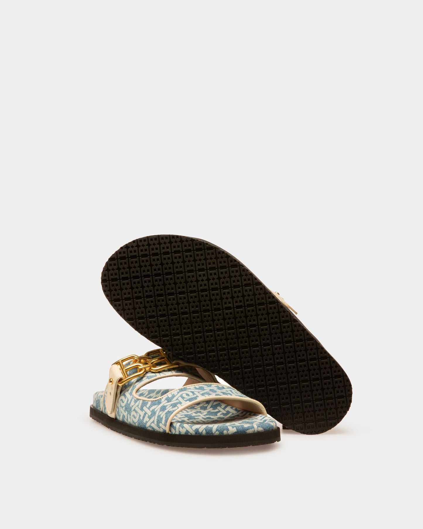 Emma Organic Cotton Denim Slides In Blue