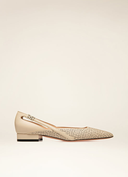 B-Chain Flat in White Leather